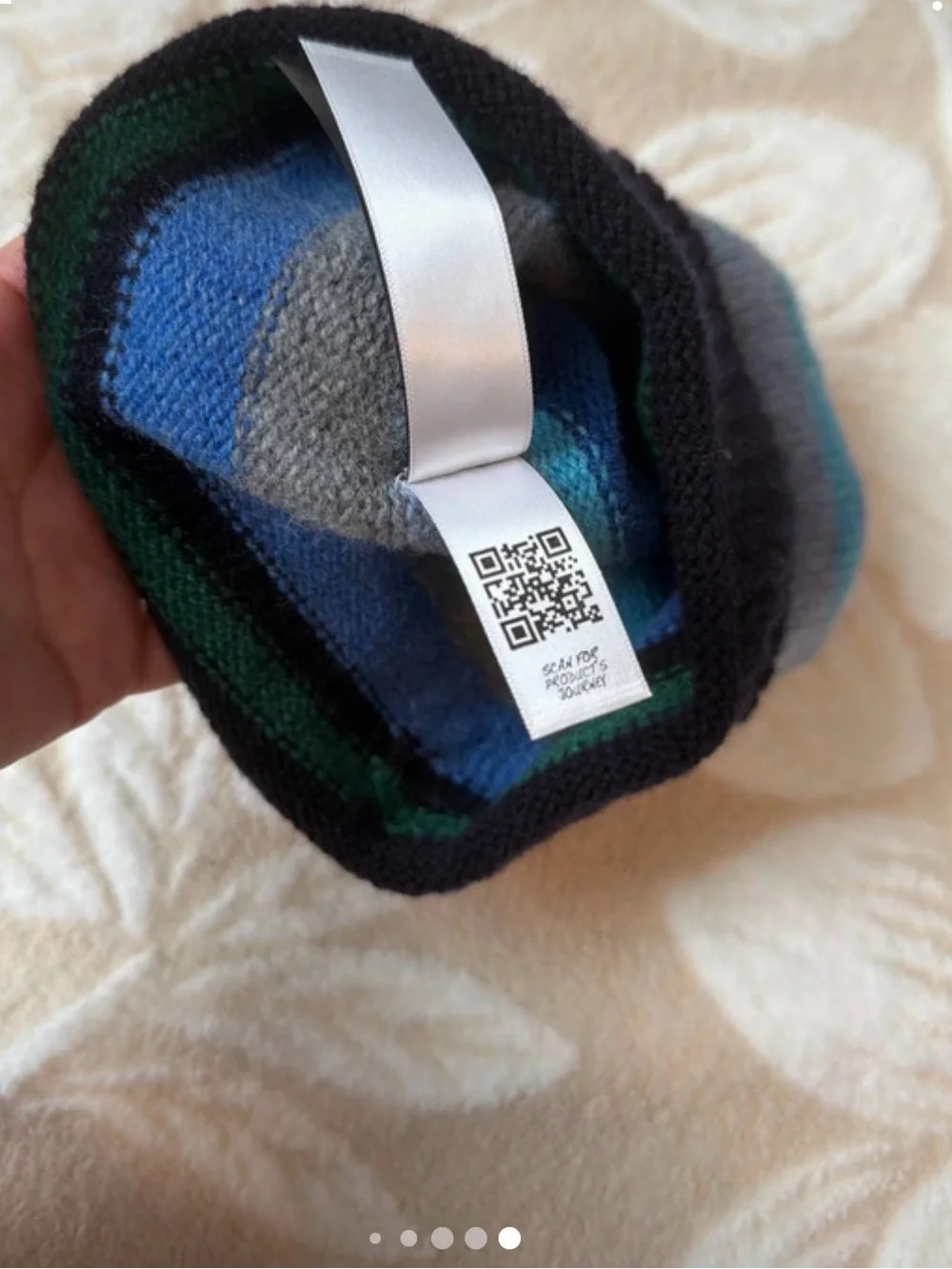 Paul Smith Striped Knit Beanie in Navy, Blue, Green & Gray